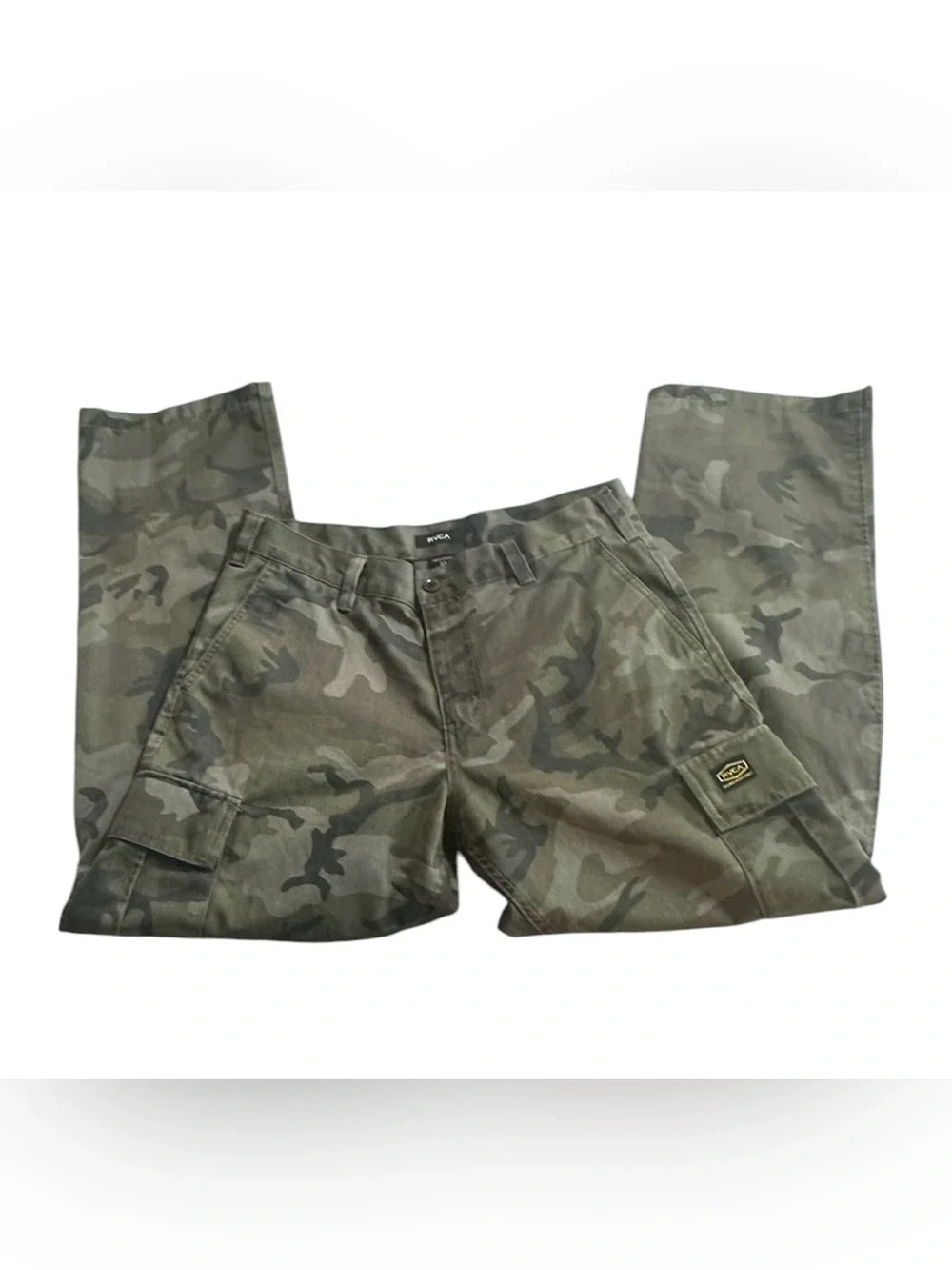 RVCA Americana Fit Camo Cargo Pants Men’s Size 32 Green Camouflage Straight Leg